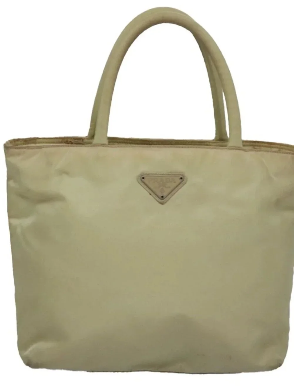 PRADA Hand Bag Nylon Beige Auth bs21346